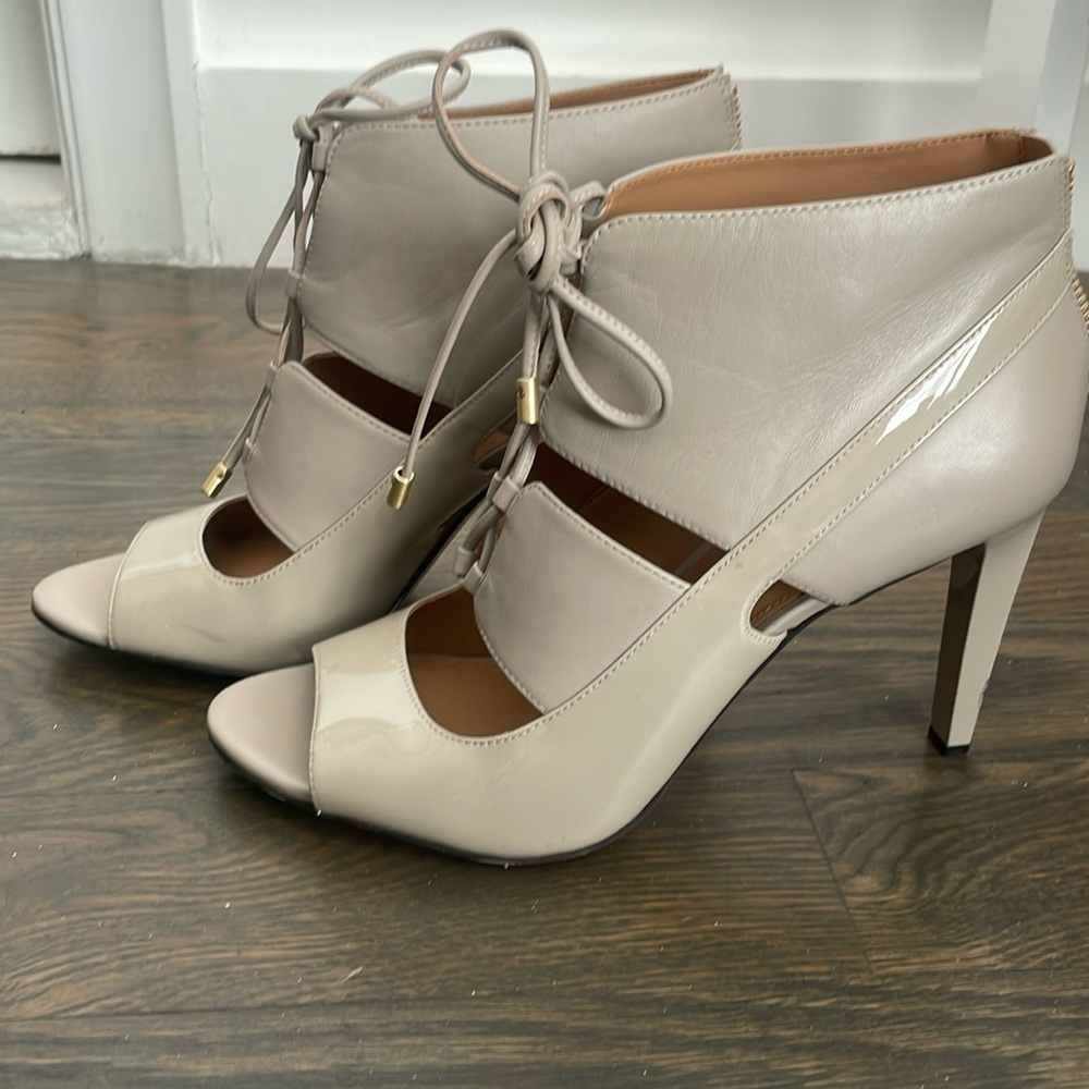 Calvin Klein leather open toe heels